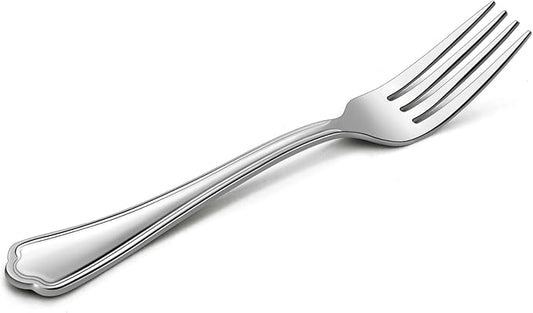 Dinner Forks Set of 6, E-far 7.9 Inch Stainless Steel Forks for Home, Kitchen or Restaurant, Non-toxic & Mirror Polished, Scalloped Edge & Dishwasher Safe