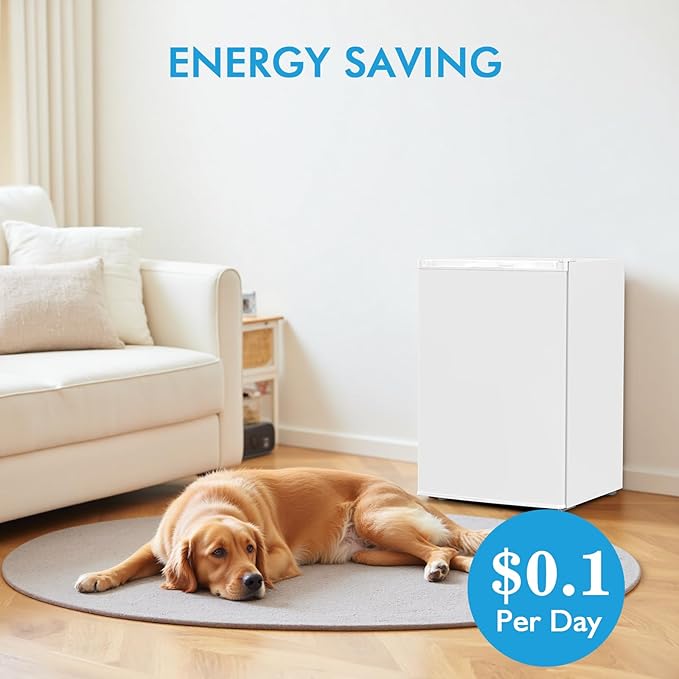 COWSAR 3.0 Cu.Ft Upright Freezer, Compact Freezer, Standing Deep Freezer with Adjustable Thermostat, Removable Shelves & Reversible Door,Fast Cooling for Office,Dorm,Commercial,White