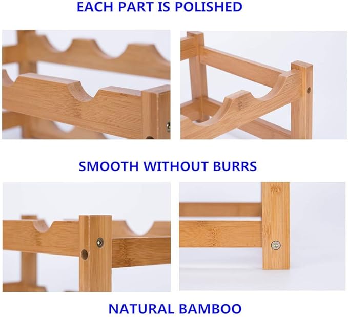 Bamboo Wine Rack - 2-Tier Countertop Display Shelf for 8 Bottles