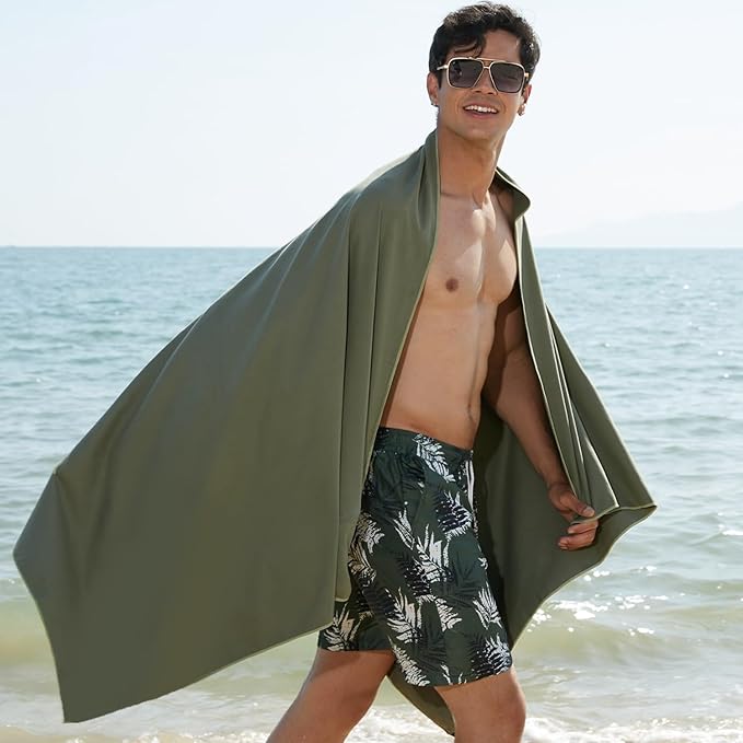 Microfiber Towel Perfect Travel & Gym & Camping Towel, Quick Dry - Super Absorbent - Ultra Compact - Lightweight. Suitable for Trip, Beach, Shower, Backpacking, Pool (Army Green)