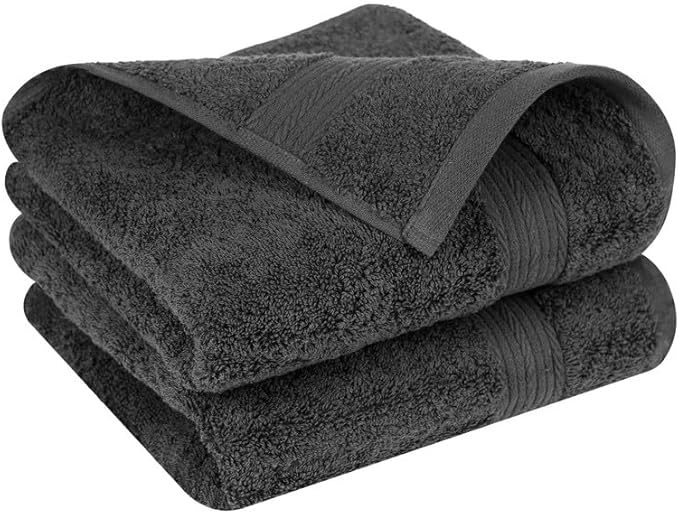 Ample Decor Hand Towels for Bathroom 18 X 28 Inch 600 GSM 100% Cotton, Soft Absorbent - 2 Pcs Gray