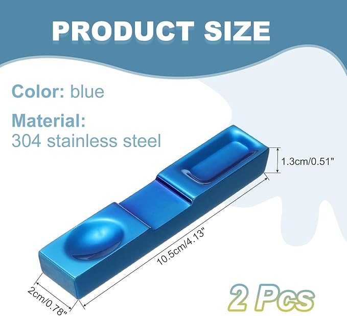 uxcell 2pcs Chopstick Rest, 304 Stainless Steel Chopsticks Holder 4.13" x 0.78" x 0.51", Household Tableware Kitchen Tools for Spoon Fork Teaspoon Dining Tool Rest, Blue