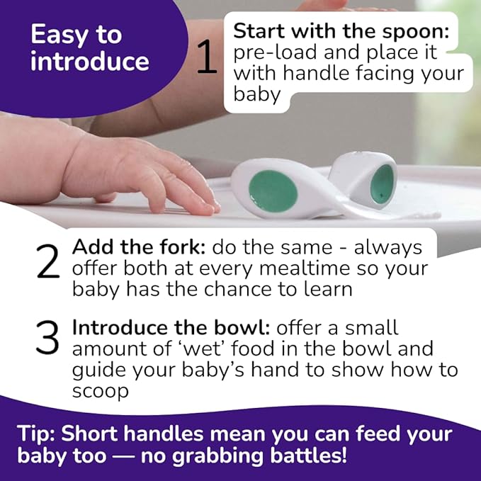 Doddl Baby Spoon and Fork, Cutlery Set for Babies 6+ Months, Learn to Self-Feed. Helps Weaning (Dusty Rose)