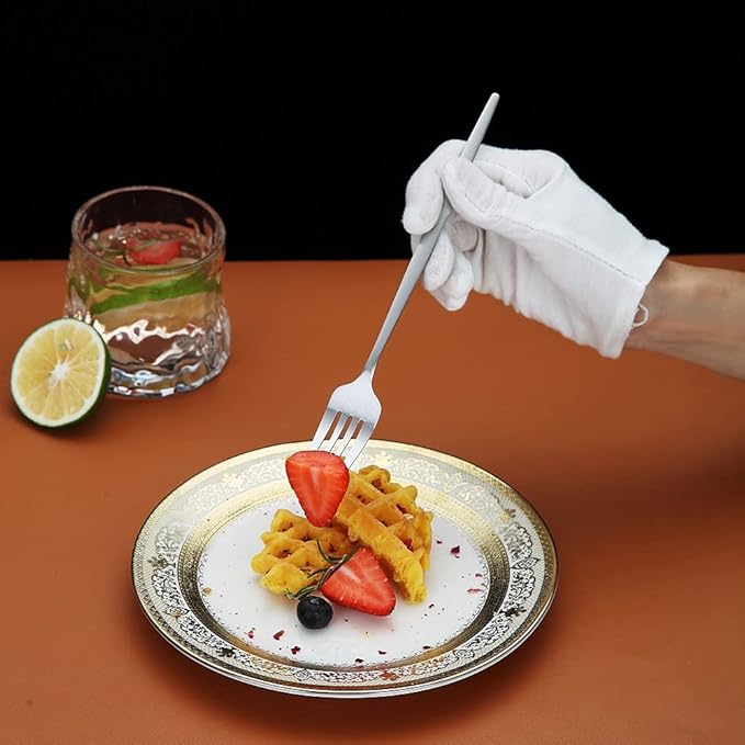 Matt Dinner Forks 6 Piece, Stainless Steel Dessert, Table, Salad Forks - Silverware Set for Home, Kitchen or Restaurant - Dishwasher Safe (Matt Silver-8.4 Inch)