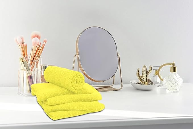 Softolle Salon Towels – Pack of 24 (16"x27") 100% Cotton Ring Spun – Ultra Soft, Highly Absorbent Hand Towels – Bulk for Spa, Gym & Salon (Yellow)