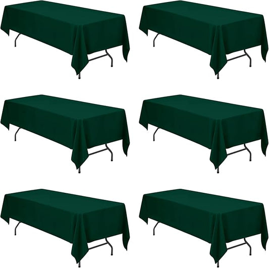 BRILLMAX 6 Pack Hunter Green Tablecloths for 8 Foot Rectangle Tables 60 x 126 Inch - 8ft Rectangular Bulk Linen Polyester Fabric Washable Cloth Cover for Wedding Reception Banquet Birthday Party