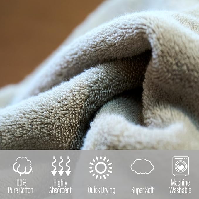 Luxury Japanese Wash Cloth - Set of 2, Senshu Towels, Greige, Approx. 13" x 33.5", Ultra Soft, Quick Drying, Absorbent, Lightweight, Ideal for Bath, Bathroom, Yoga, Spa, Body, Gift