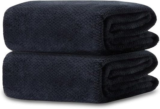 2 Piece Hand Towels Set Set 16x31 Inches,Soft Bath Sheet Towels Highly Absorbent Quick Dry Towels Set for Bathroom Hotel Spa Black