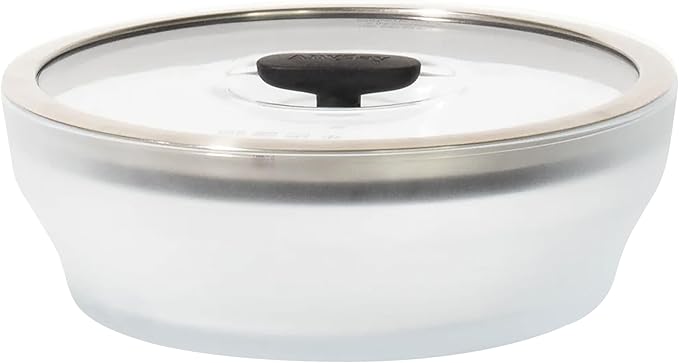 Anyday 7-Cup Microwave Cookware and Glass Container with Glass Lid, Plastic-Free Shallow Food Storage | Stackable Airtight Steamer with Vented Lid for Microwave-Safe Reheating & Steaming Vegetables