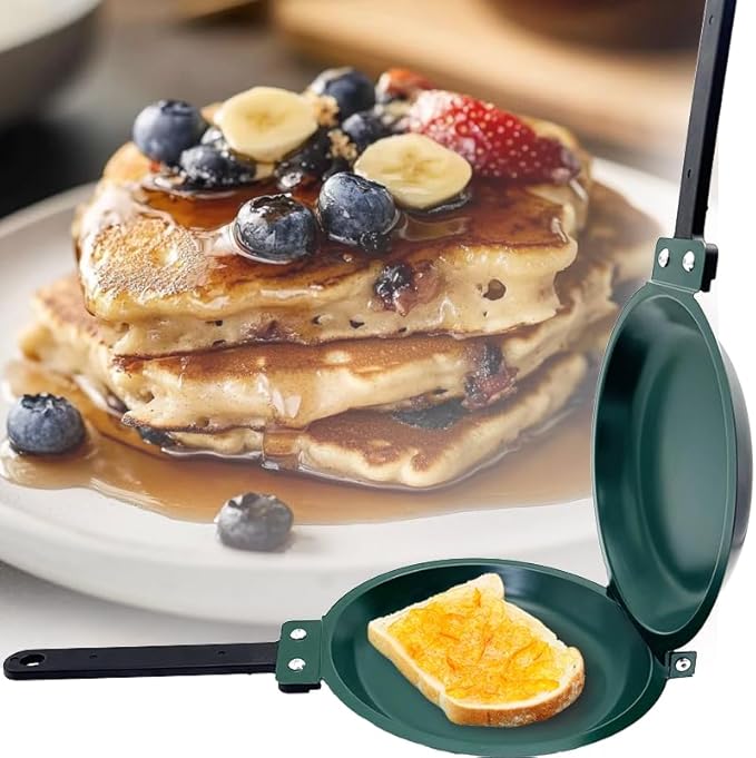 Pancake Maker, Pancake Pan, Double Sided Pan, Steel Nonstick Easy to Flip Pancake Griddle, Sarten Doble Cara Tortilla, Easy-to-clean Double-sided Frying Pan with Flip Design