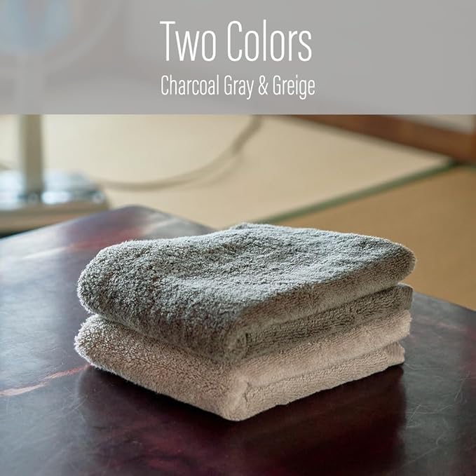 Luxury Japanese Wash Cloth - Set of 2, Senshu Towels, Charcoal Gray, Approx. 13" x 33.5", Ultra Soft, Quick Drying, Absorbent, Lightweight, Ideal for Bath, Bathroom, Yoga, Spa, Gift