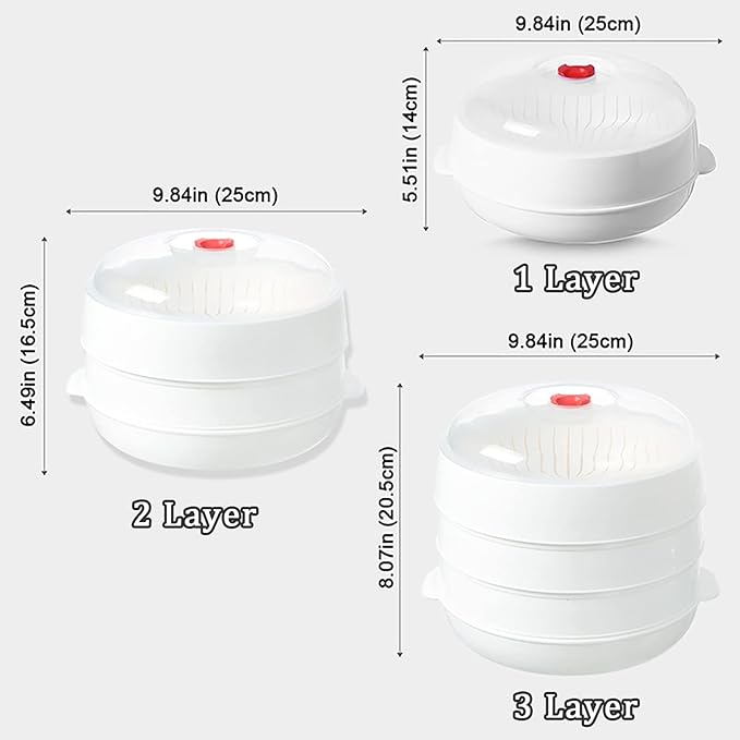 Microwave Vegetable Steamer, Microwave Steamer for Vegetables, Microwave Heating Bowl, Micro Cookware for Cooking (1 - Layer)