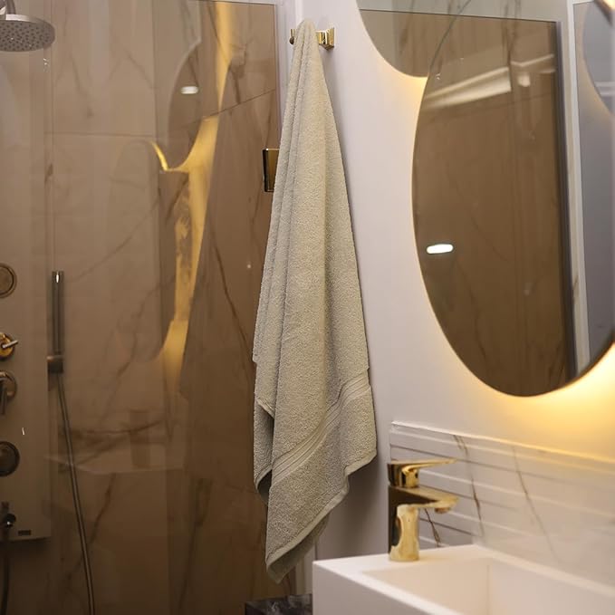 6 Pack Towel Set - 100% Cotton & Soft - Cozy, Luxury, Hotel Quality, Contains 2 Bath Towel (28" x 56"), 2 Hand Towels for Bathroom (16"x28") and 2 Wash Cloths (12"x12") - Beige