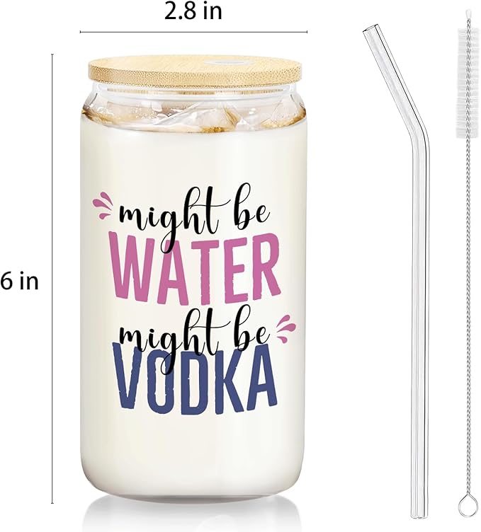 Vodka glasses cup Gifts for Cocktail Lovers, Funny Might Be Vodka Tumbler Gifts For Women 14oz,Tequila Lime drinking jar for Cocktail Lovers
