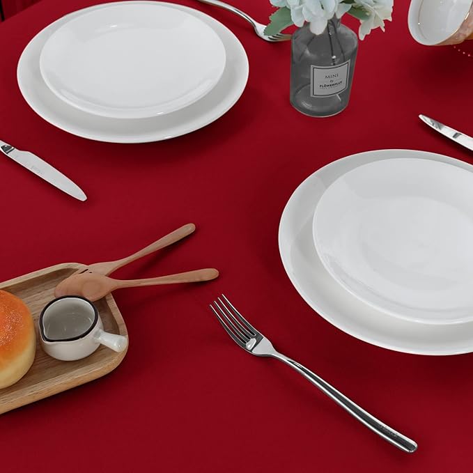 sancua 2 Pack Red Tablecloth 60 x 84 Inch, Rectangle 4 Feet Christmas Table Cloth - Stain and Wrinkle Resistant Washable Polyester Table Cover for Dining Tables, Buffet Parties and Camping