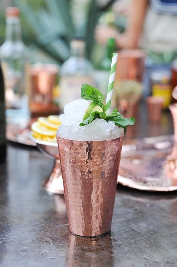 Sertodo 16oz Pure Copper Cup | Hand-Hammered, Heavy-Gauge Copper Cups for Water, Cocktails & Moscow Mules | 100% Solid Drinking Tumbler