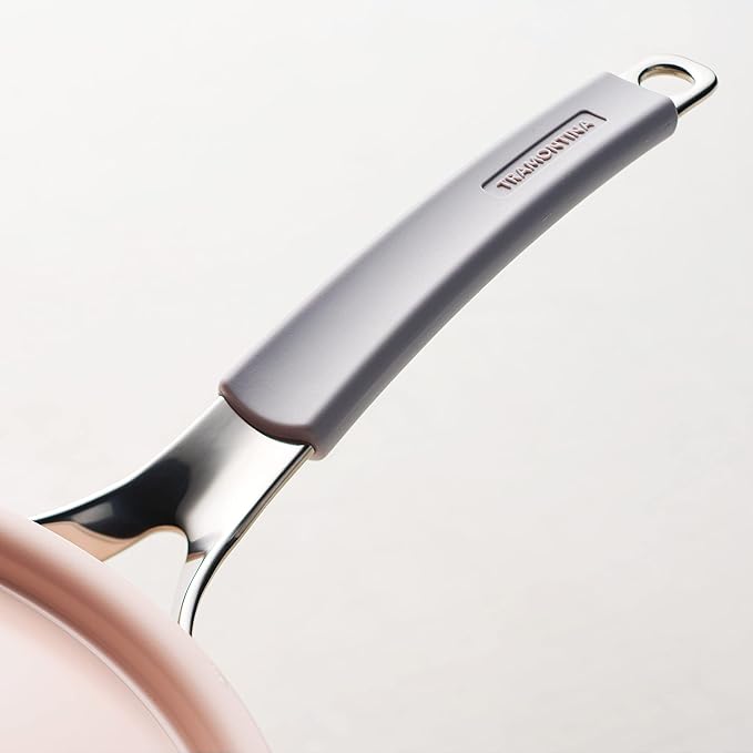 Tramontina All-in-One Plus Pan Set, 5-Quart Ceramic Non Stick Cooking Pan with Lid, Steamer Insert, Bamboo Utensil and Trivet, Pink