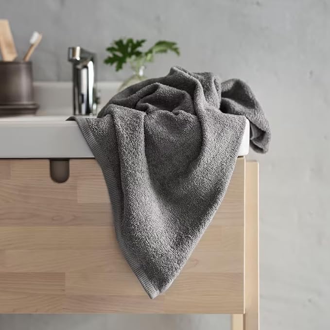 Delara 100% Organic Cotton Towels 650 GSM Plush Feather Touch Quick Dry Bath Towel, GOTS Certified, Oeko-Tex Green Certified, Organic Cotton,Sharkskin Grey,1 Piece Bath Towel, 30"X58"