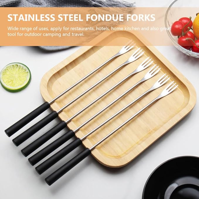 Kichvoe 12Pcs Stainless Steel Fondue Forks - Long Handle Chocolate Forks, Cheese Fondue Dipping Tool, Fruit Dessert Sticks for Chocolate Fountain, Bbq, Marshmallows, and Cheese, 10.23inch