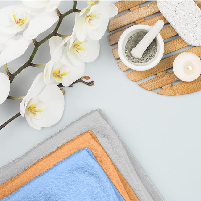 24 Pack Wash Cloths | Multicolour 100% Cotton Extra Absorbent Face Towels | Soft, Quick Dry Washcloths for Bathroom, Spa, Gym, Baby & Travel (24 Packs (12x12))