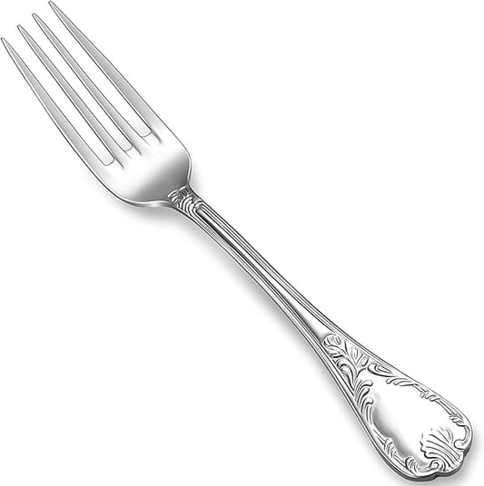 KEAWELL Premium Regalia Set of 4 Forks 8-Inch – 18/10 Stainless Steel Silverware with European Vintage Embossed Handles, Dishwasher Safe for Elegant Dining and Formal Entertaining (4, Dinner Forks)