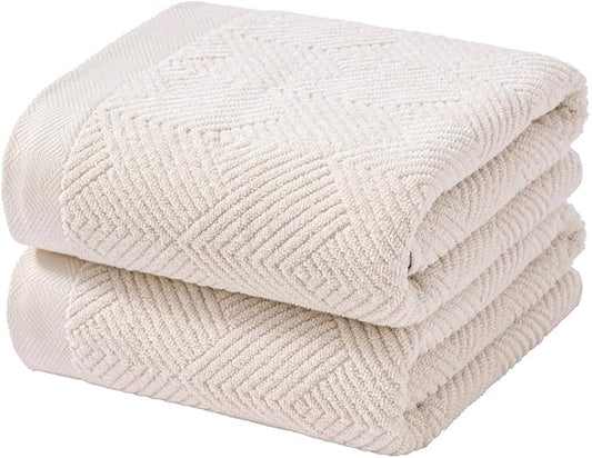 sense gnosis Super Soft Lime White Bath Towels Terry Striped Weave Pattern Ultra Absorbent 100% Cotton Towel for Bathroom(27 X 55 Inch), 2 Pieces