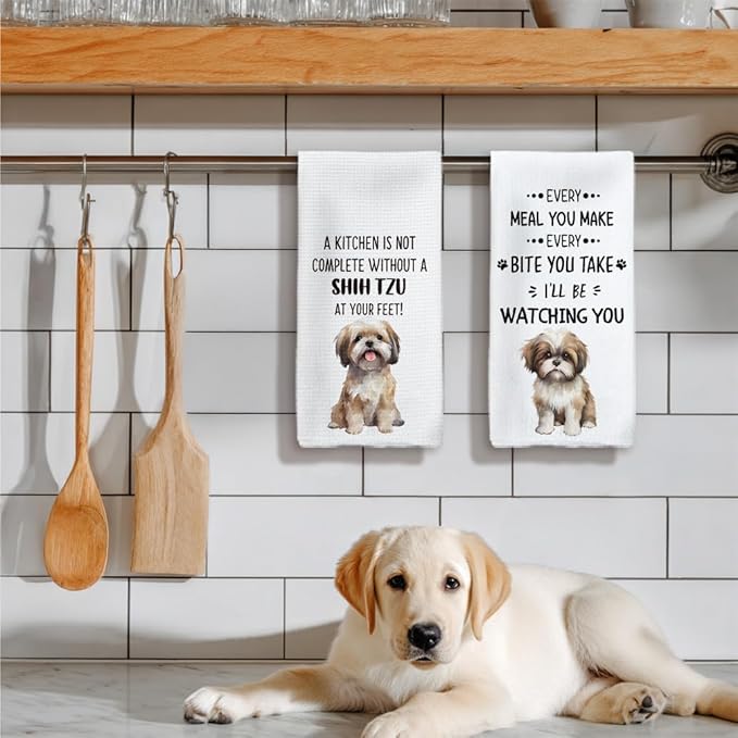 Shih Tzu Dog Gifts Kitchen Towels Set of 2, Shih Tzu Gifts for Women, Shih Tzu Dog Dishcloths Tea Towels Dish Towels for Kitchen, Shihtzu DogHand Towels, DogKitchen Bathroom Decor, 16x24inch