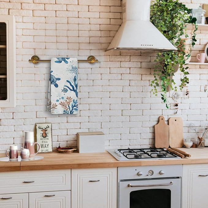 Sea Turtle Hand Towels Set of 2 Breathable Ocean Beach Hand Towels Marine Life Coastal Bath Towels for Gym Hotel Decorative Summer Kitchen Towels 28.7x13.7 Inch