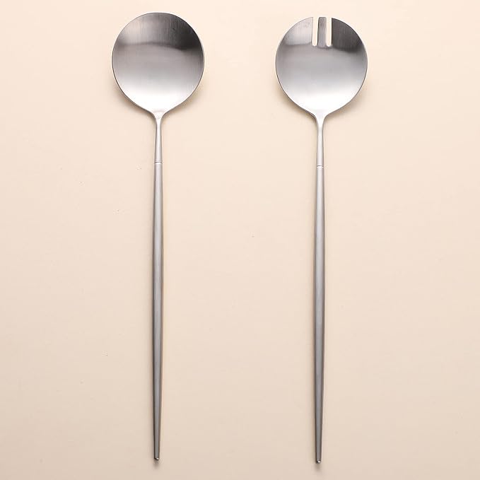 Salad Servers,Spoon and Fork Set 11.41 inch,18/10 Stainless Steel Salad Serving Silver