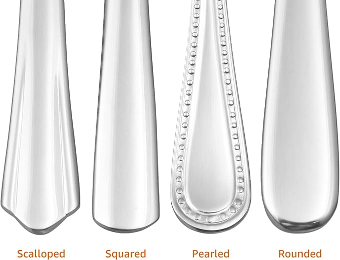 Amazon Basics Stainless Steel Dinner Forks with Scalloped Edge, Pack of 12, Silver