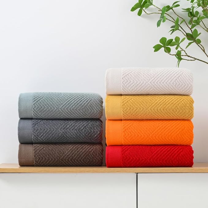 sense gnosis Sage Green Bath Towel Set of 2 Striped Weave 100% Cotton Super Soft Highly Absorbent Summer Bath Towels for Bathroom 27x 55 Inch