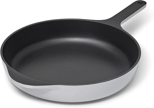 Caraway Cast Iron Skillet - 10.5” Enameled Cast Iron Pan With 3 Layer Enamel Coating - No Seasoning Required - Compatible With All Stovetops - Free From Forever Chemicals - Gray