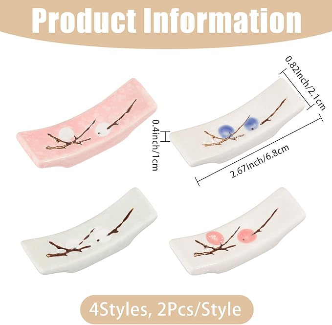 8Pcs Japanese Chopstick Holder Classic Ceramic Chopsticks Stand Rest Table Tableware Decoration Brackets for Spoons Cutlery Forks Paint Brushes