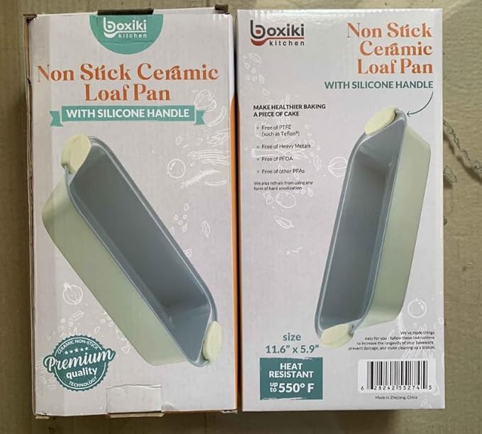 Boxiki Kitchen Premium Ceramic Bread Loaf Pan - 11x5 Non-Stick Bread Pan, Ideal for Homemade Bread Loaf, Meatloaf pan Suitable for Baking Enthusiasts