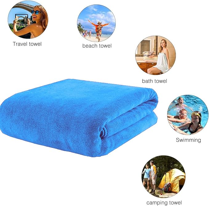 MYLSMPLE Luxury Microfiber Bath Towel Bath Sheet Beach Spa Extra Large Soft Absorbent Towel (36 Inch X 72 Inch, Light Blue)