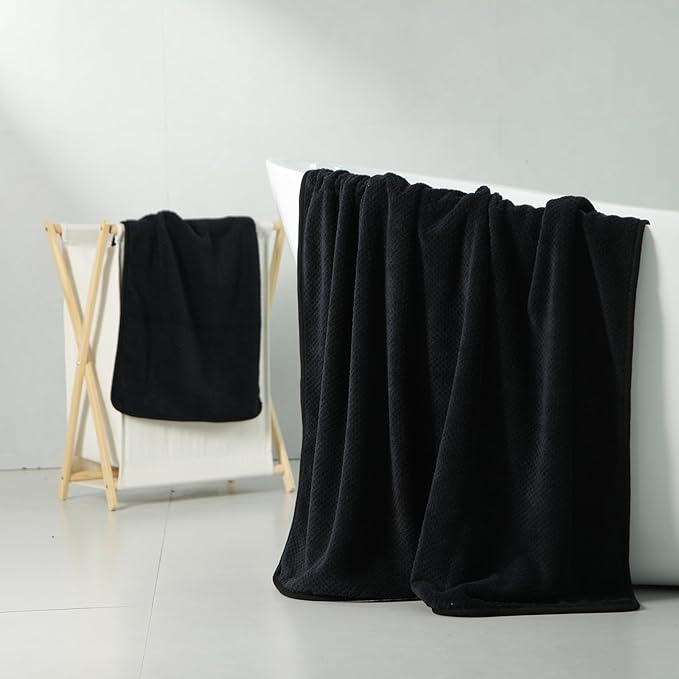 2 Pack 40"x 80" Extra Large Bath Towel Sheet Set, Oversized Bath Sheet Towels for Adults Soft Highly Absorbent Quick Dry Towels Set for Bathroom Hotel Spa Black