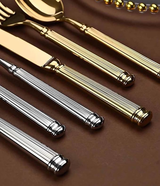 Silverware Set for 4 Morden Flatware Set 16 Pieces 18/10 Stainless Steel Unique Roman Column Handle Cutlery Utensil Sets for Home Restaurant Dishwasher Safe Tableware Set