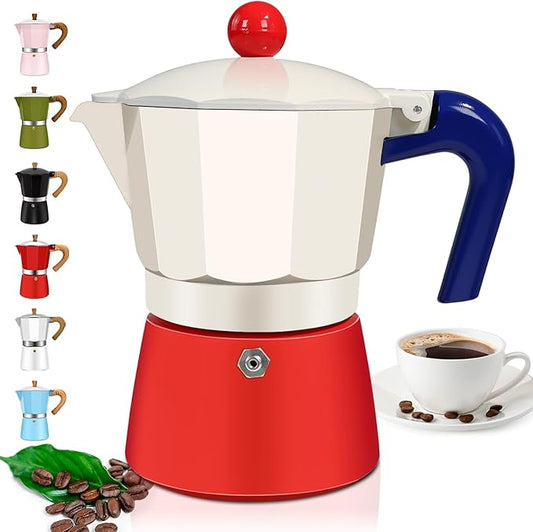 3 Cup Aluminum Espresso Stovetop Moka Pot Express Coffee Maker Percolator Italian Classic Mocha Coffee Machine for Italian and Cuban Cafe Brewing for Home & Camping 150ml 5oz