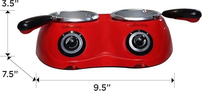 Total Chef Double Pot Chocolate Melter - Electric Candy Melting Hot Fondue Pot With 100+ Accessories, Serving 2 cup Dark & White Melted Chocolate For Dipping Party Desserts, 17.6 oz (500 g) Capacity