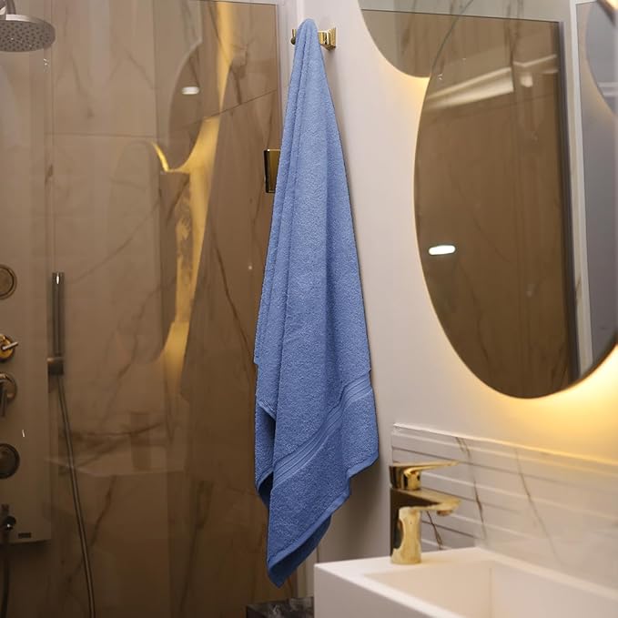 Extra Soft Bath Towels Set of 4 - Soft & Turkish Cotton 100% Cotton, Cute - Includes 1 Bath Towel (28" x 56"), 1 Hand Towel (16"x28") and 2 Wash Cloths (12"x12") - Sky Blue