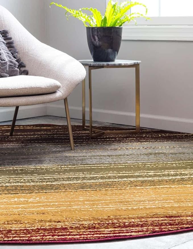 Unique Loom Barista Collection Area Rug - Mundo Nova (6' 1" Round, Beige/Blue)