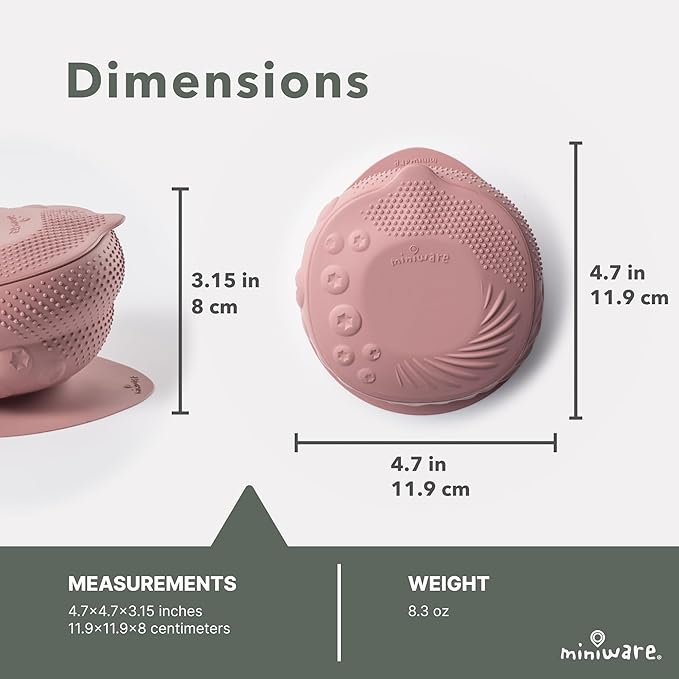 Miniware Sensory Baby Bowl - Raspberry - Silicone Bowls for baby to Combine Mealtime with Sensory Development - 100% Food Grade Silicone Baby Bowls - BPA Free, Non-Toxic Todddler Bowls