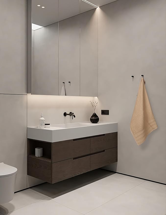 Large Bath Towels Set of 6 – 24" x 50" – 100% Cotton Terry – Durable, Soft & Quick Dry – Beige Multipurpose Towels for Bathroom, Gym, Spa, Pool & Daily Use