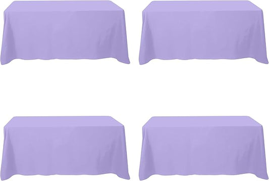 BRILLMAX 4 Pack Lavender Tablecloths for 6 Foot Rectangle Tables 90 x 132 Inch - 6ft Rectangular Bulk Linen Polyester Fabric Washable Cloth Cover for Wedding Reception Banquet Birthday Party