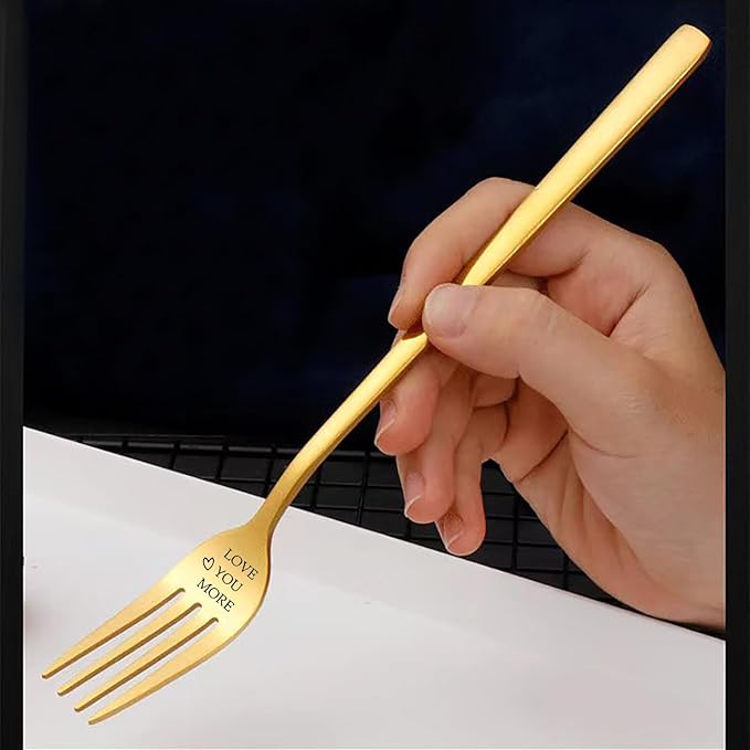 Love You More - Anniversary Birthday Gifts for Couple, Christmas Gifts, Personalized table forks, Pack of 1, black