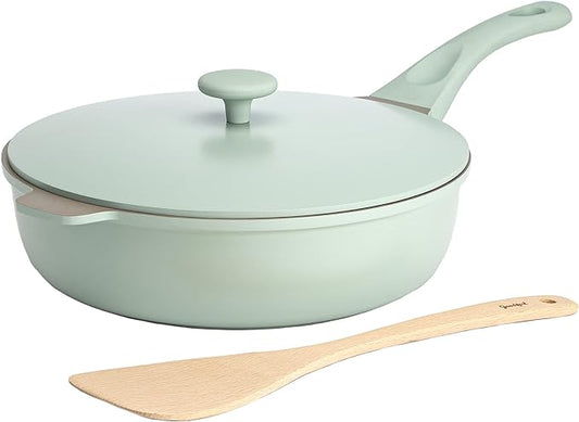 Goodful All-in-One Pan, Multilayer Nonstick, High-Performance Cast Construction, Multipurpose Design Replaces Multiple Pots and Pans, Dishwasher Safe Cookware, 11-Inch, 4.4-Quart Capacity, Sage Green