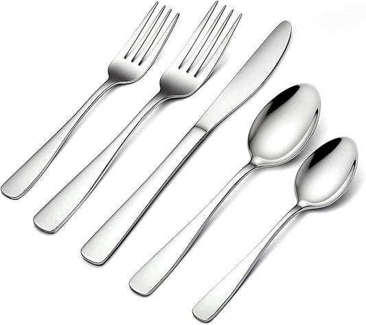 BEWOS 20 Piece Silverware Set - Stainless Steel Silverware Sets for 4 Include Spoon, Forks, Knives, Mirror Polished Flatware Set for Home, Kitchen, Restaurant, Dishwasher Safe
