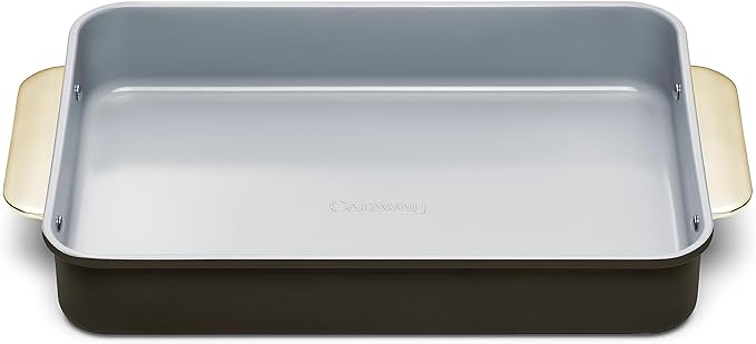 Caraway Non-Stick Ceramic 9”x13” Rectangle Pan - Naturally Slick Ceramic Coating - Non-Toxic, PTFE & PFOA Free - Perfect for Brownies, Lasagnas, and More - Black