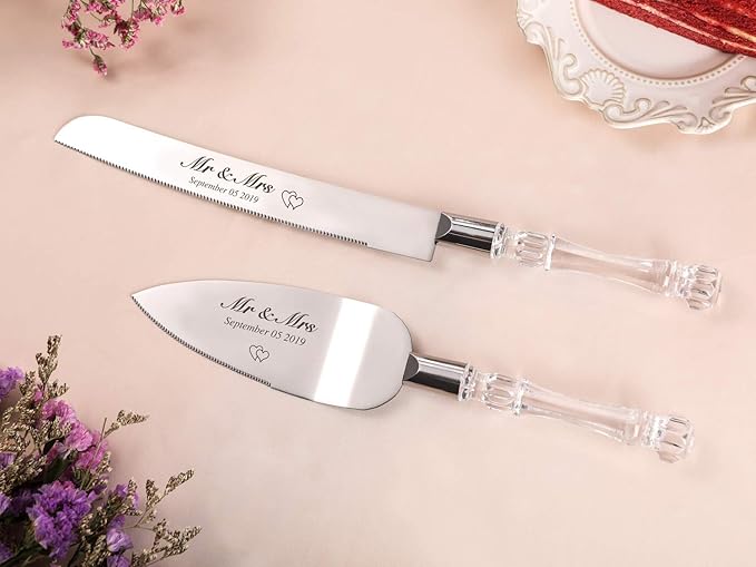 AW BRIDAL Personalized Wedding Cake Knife Set Cake Cutting Set for Wedding Cutter Slicer Cake Server Bridal Shower Gifts for Couples Newlyweds//DK001CPP06//