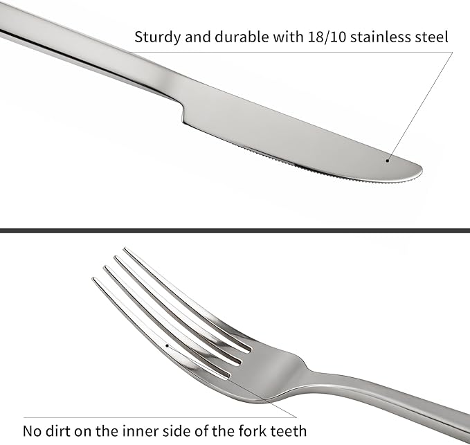 Silverware Set Flatware Set 18/10 Stainless Steel Mirror Polished 20 Pieces Cuboid Handle Cutlery Set Service for 4